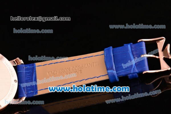 Vacheron Constantin Malte Miyota Quartz Rose Gold Case with Blue Leather Bracelet Diamond Markers and Blue Dial - Click Image to Close
